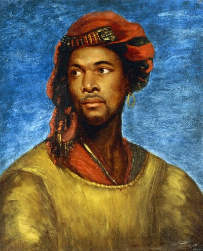 Porträt eines Mohrs mit rotem Turban von Emile Jean Horace Vernet