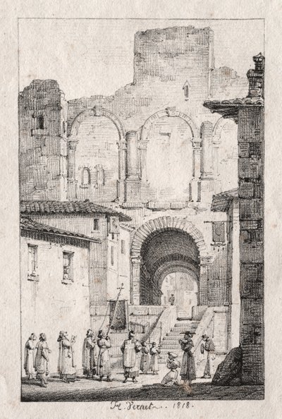 Prozession in Arles von Emile Jean Horace Vernet