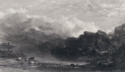 Ein Hochlandsee, Nebel ruht auf den Bergen von Horatio Macculloch