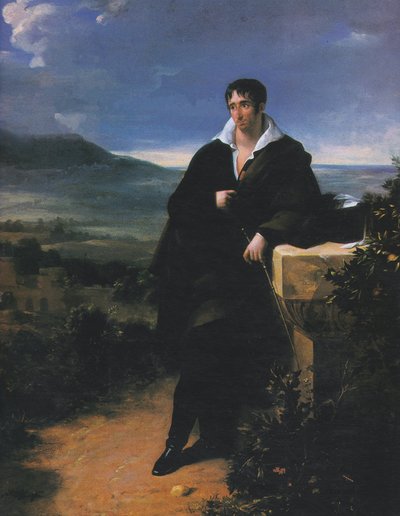 Porträt von Camille de Tournon in voller Länge in der römischen Landschaft von Hortense Haudebourt-Lescot