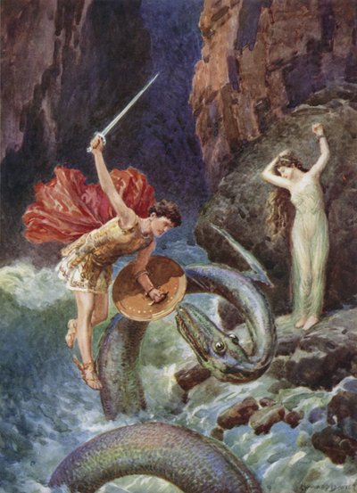 Perseus fiel aus der Höhe der Luft. Aus 