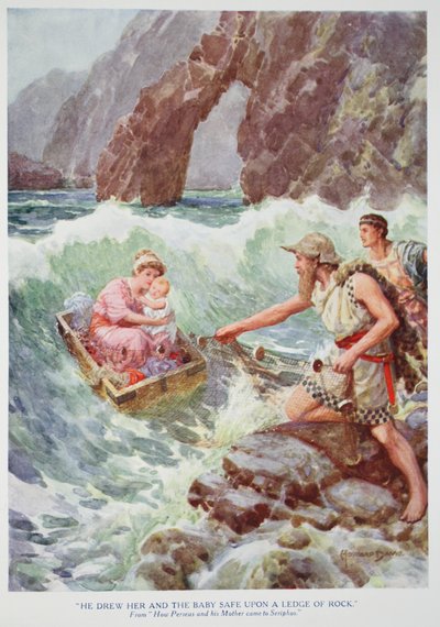 Er zog sie und das Baby sicher auf einen Felsvorsprung von Howard Davie