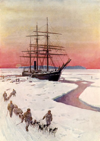 Entladung der "Terra Nova" im McMurdo-Sund von Howard Davie