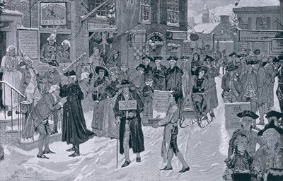Weihnachtsmorgen im alten New York vor der Revolution, Illustration aus Harper