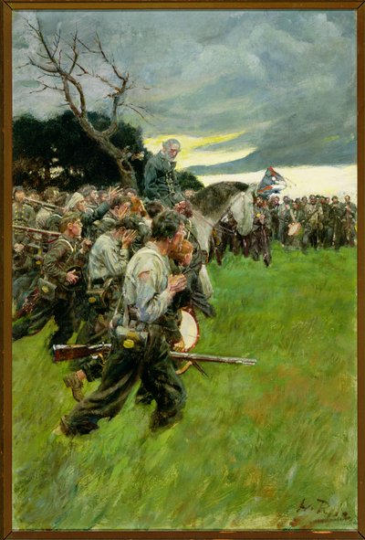 Seine Armee brach zusammen und folgte ihm weinend und schluchzend, aus 