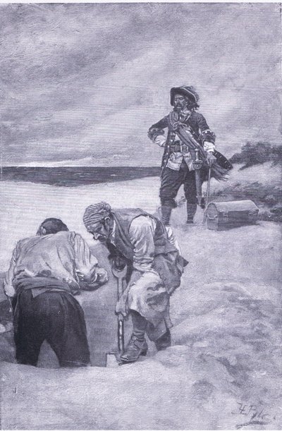 Kidd auf Gardiners Island, aus Howard Pyles Buch der Piraten, veröffentlicht von Harper & Bros, 1921 von Howard Pyle