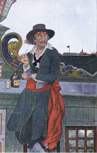 Kidd auf dem Deck der Adventure Galley, aus Howard Pyles Buch der Piraten veröffentlicht von Harper & Bros, 1921 von Howard Pyle
