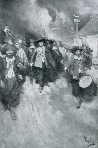 Die Verbrennung von Jamestown, 1676, Illustration aus 