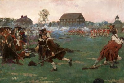 Der Kampf auf dem Lexington Common, 19. April 1775 von Howard Pyle