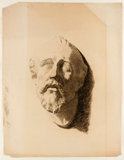 Zeichnung eines Gipsabdrucks eines männlichen Kopfes von Howard Russell Butler