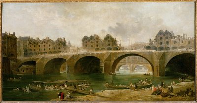 Abriss der Häuser der Pont Notre-Dame von Hubert (circle of) Robert