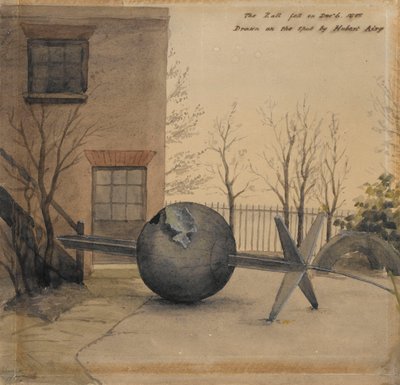Gefallene Zeitkugel im Hof des Royal Observatory, Greenwich, Dez 1855 von Hubert Airy