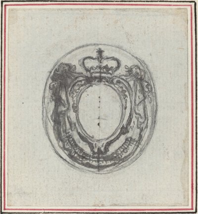 Wappen-Kartusche mit Krone und Girlanden von Hubert Francois Gravelot