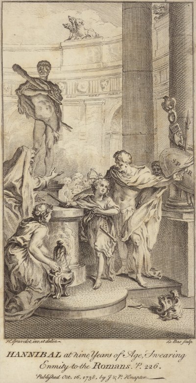 Hannibal im Alter von neun Jahren, schwört Feindschaft gegen die Römer von Hubert Francois Gravelot