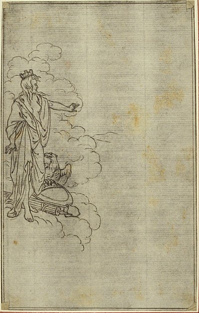 Studie für Lucains "La Pharsale", Gesang I, stehende weibliche Figur mit Krone von Hubert Francois Gravelot