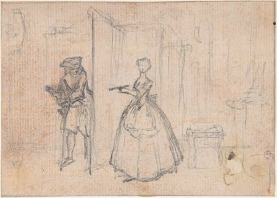 Studie für "On Deceiving her Uncle," geätzte Vignette in "Songs in the Opera of Flora" von Hubert Francois Gravelot