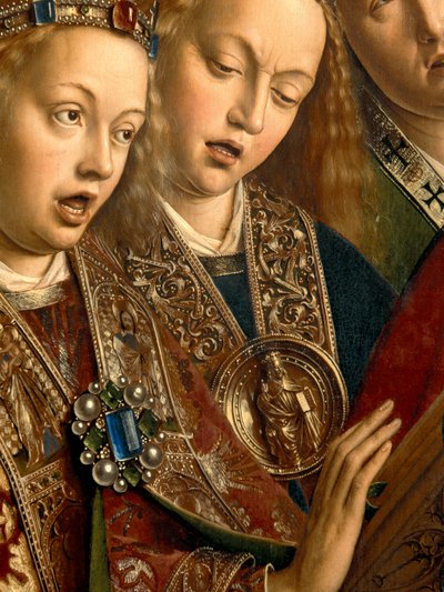 Detail von singenden Engeln, vom linken Flügel des Genter Altars von Hubert & Jan van (1390 1441) Eyck