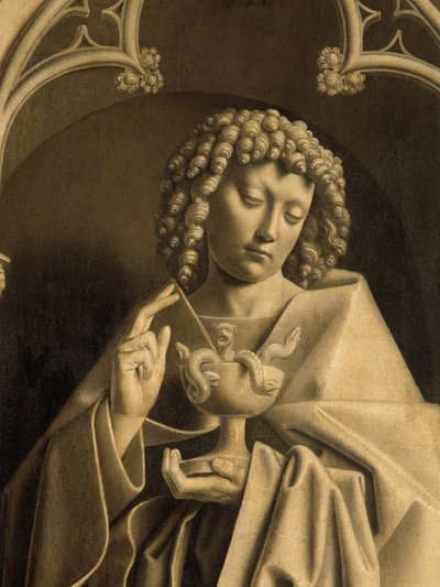 Johannes der Apostel, Detail vom Genter Altar, geschlossen (Detail) von Hubert & Jan van (1390 1441) Eyck