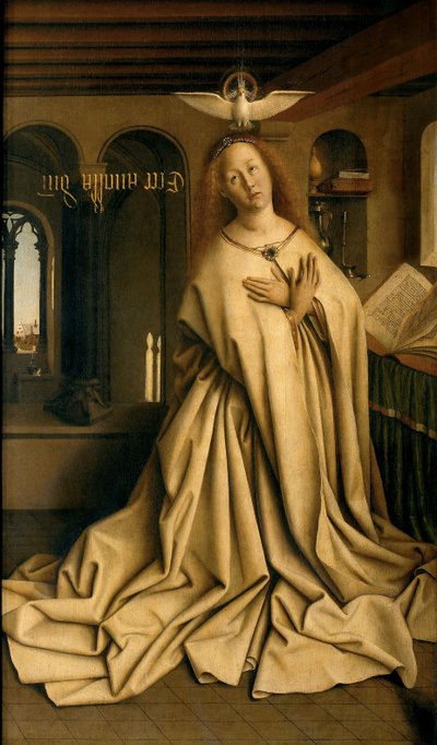 Verkündigung der Jungfrau, von der Außenseite des rechten Panels des Genter Altars von Hubert & Jan van (1390 1441) Eyck