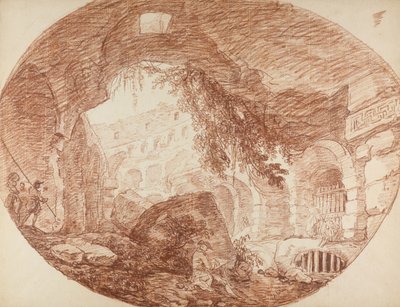 Ein Künstler sitzt in den Ruinen des Kolosseums, ca. 1759 von Hubert Robert