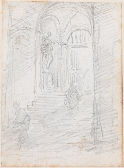 Figuren auf einer monumentalen Innenstiege [recto] von Hubert Robert