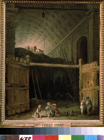 Heuscheune in einer Basilika von Hubert Robert