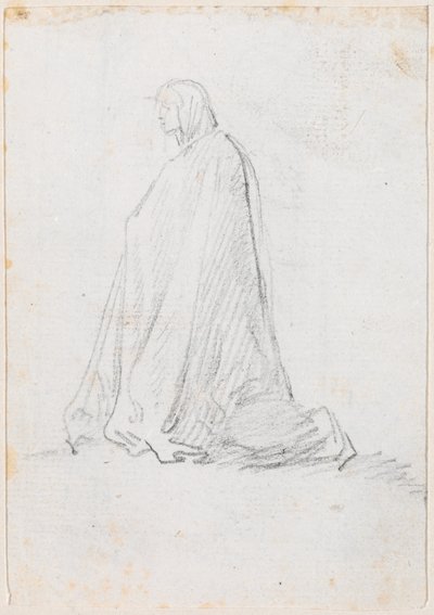Kniende Figur in einer Kapuzenrobe (verso) von Hubert Robert