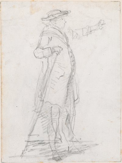 Mann mit Spazierstock, im Profil gesehen [recto] von Hubert Robert