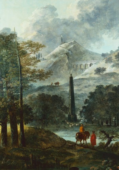 Gebirgslandschaft mit einem Obelisken von Hubert Robert