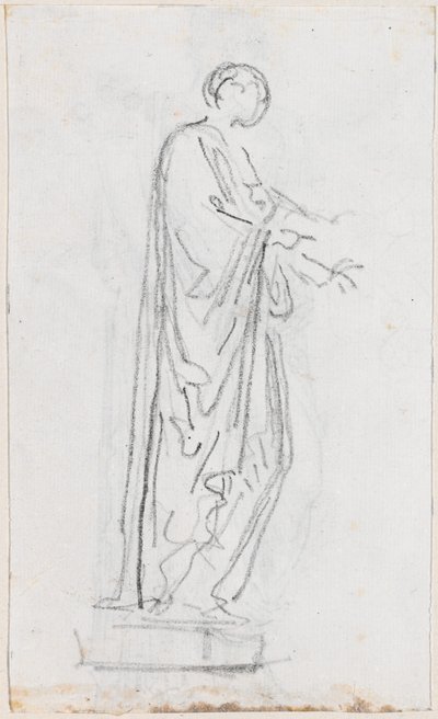 Statue einer römischen Frau (weibliche Gottheit?) von der Seite gesehen [verso] von Hubert Robert