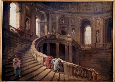 Die Wendeltreppe des Palazzo Farnese in Caprarola von Hubert Robert
