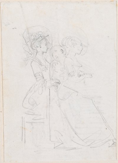 Zwei sitzende Frauen mit männlicher Figur zwischen ihnen [verso] von Hubert Robert