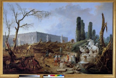 Ansicht des Hains der Apollonbäder in Versailles zur Zeit der Abholzung im Winter 1774-1775 von Hubert Robert