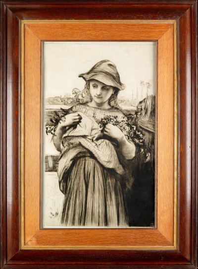 Ein Mädchen mit Blumen von Hubert von Herkomer