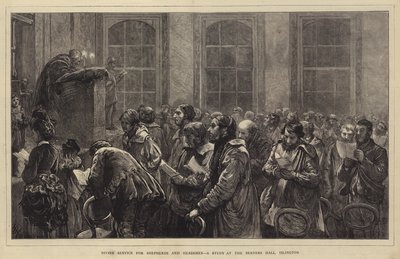 Gottesdienst für Hirten und Viehhirten, eine Studie in der Berners Hall, Islington von Hubert von Herkomer
