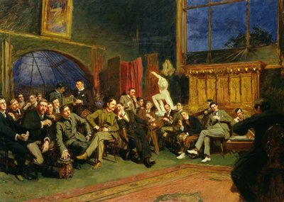 Abend im Atelier mit meinen Schülern, 1886 von Hubert von Herkomer