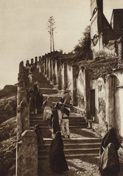 Mexiko: Guadalupe Hidalgo, Aufstieg zum Hügel von Tepeyacac von Hugo Brehme