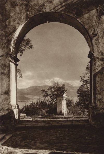 Mexiko: Popocatepetl, gesehen vom Sacro Monte von Hugo Brehme