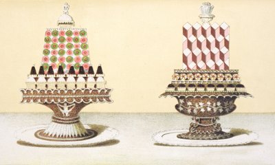 Entwurf für die Präsentation von Desserts, Illustration aus einem ungarischen Kochbuch über die französische Küche, ca. 1880 von Hungarian School
