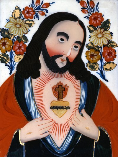 Das Heilige Herz Jesu, 2. Hälfte des 19. Jahrhunderts (bemaltes Glas) von Hungarian School