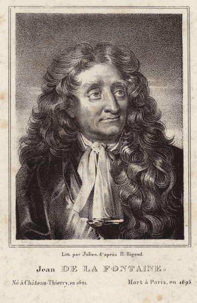 Porträt von Jean de La Fontaine von Hyacinthe Francois Rigaud