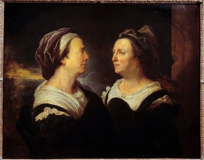 Porträt von Frau Rigaud Mutter in zwei verschiedenen Haltungen. Doppelporträt einer Frau im Profil (links und rechts) von Hyacinthe Francois Rigaud