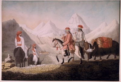 William Moorcroft und Hearsey auf dem Weg zum Mansarowar-See (Tibet) 1812 von Hyder Jung Hearsey