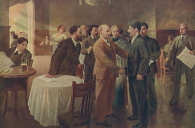Erstes Treffen von Lenin und Stalin, Tammerfors Finnland, Dezember 1905, 1939 von I Vepkhvadze