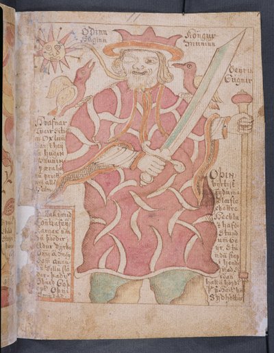 Odin, aus Melsteds Edda (Feder & Tinte und Aquarell auf Papier) von Icelandic School