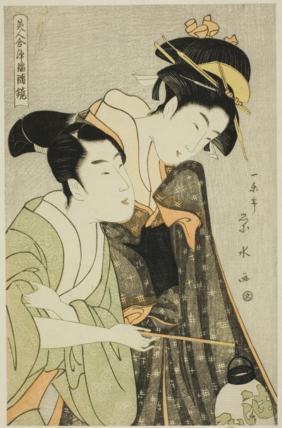 Osome und Hisamatsu, aus der Serie "Schönheiten in Joruri-Rollen (Bijin awase joruri kagami)" von Ichirakutei Eisui
