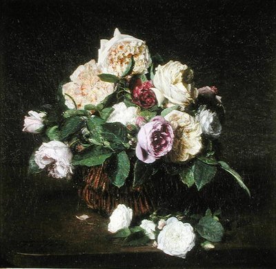 Rosen in einem Korb auf einem Tisch von Ignace Henri Jean Fantin Latour