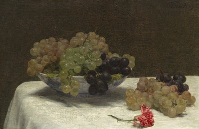 Stillleben mit Trauben und Nelke, um 1880 von Ignace Henri Jean Fantin Latour
