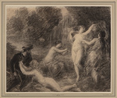 Tannhäuser auf dem Venusberg (Kreide auf Papier) von Ignace Henri Jean Fantin Latour