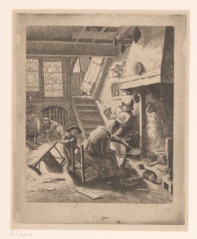 Pfannkuchenbäckerin mit Mann und Kindern von Ignace Joseph de Claussin (attributed to)